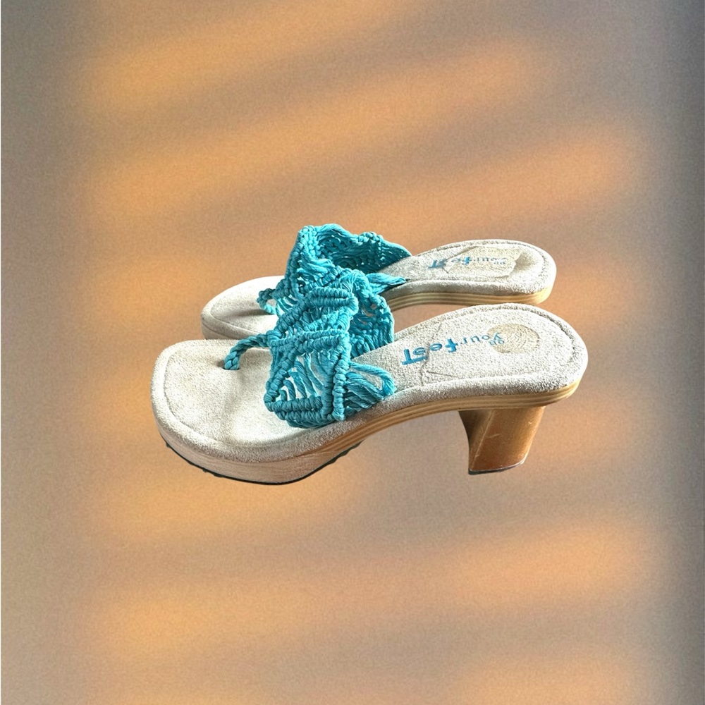 pop Teal Braided Thong Sandals